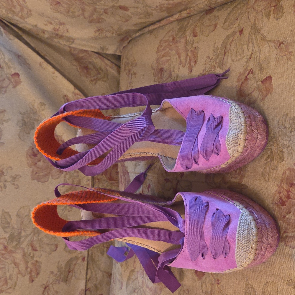 Purple and Orange Espadrille Wedges